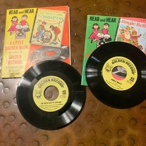 Lot 2 Little Golden Book 45 Record Twelve Days of Christmas, Jingle Bells